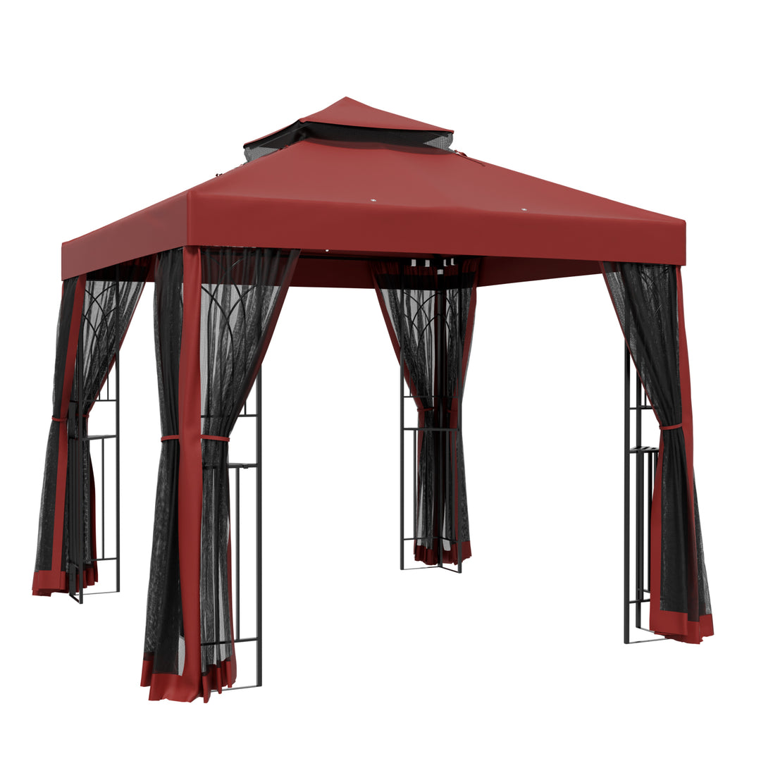 COOS BAY 8x8 Patio Gazebo with Corner Shelves and Mesh Netting