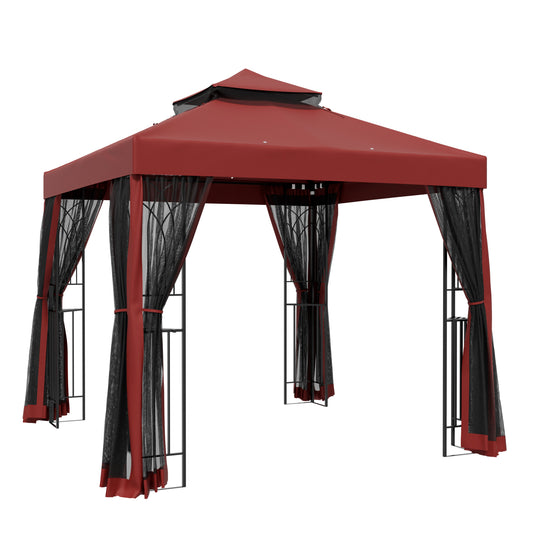 COOS BAY 8x8 Patio Gazebo with Corner Shelves and Mesh Netting