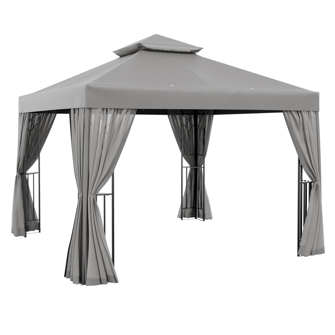 COOS BAY 10x10 Patio Gazebo with Corner Shelves and Mesh Netting