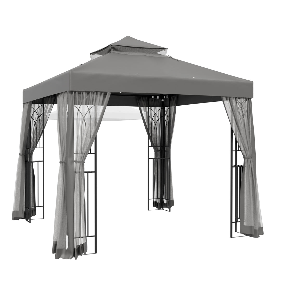 COOS BAY 8x8 Patio Gazebo with Corner Shelves and Mesh Netting