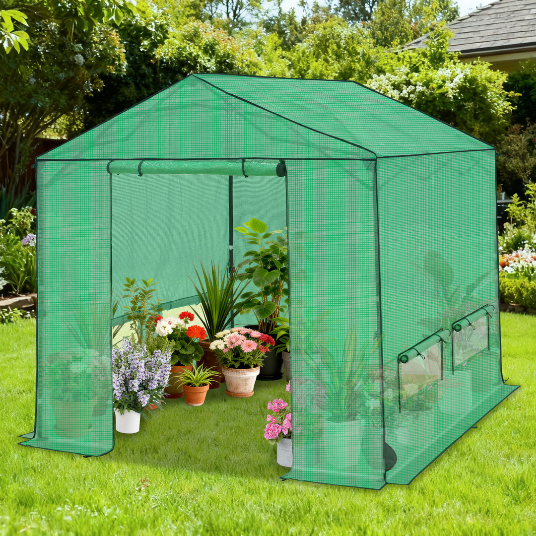 6x6/ 8x8 /10x10 FT Portable Walk-in Greenhouse with Power Access Ports