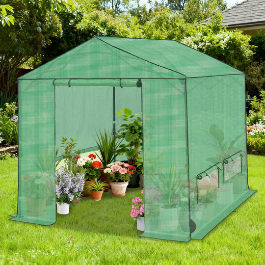 COOS BAY 6x6/ 6x8/8x8 /10x10/12x8 FT Pop Up Greenhouse with Power Access Openings