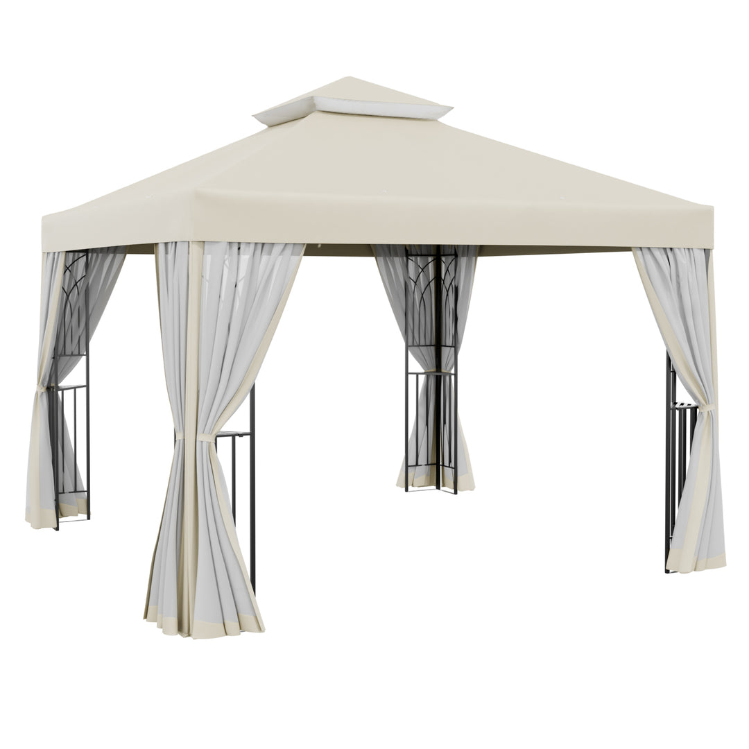 COOS BAY 10x10 Patio Gazebo with Corner Shelves and Mesh Netting