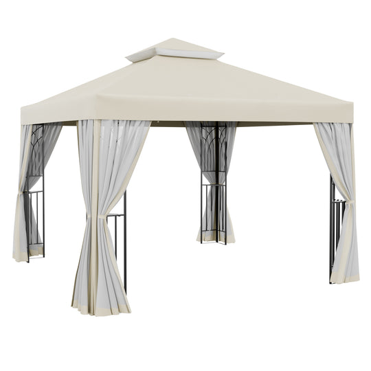 COOS BAY 10x10 Patio Gazebo with Corner Shelves and Mesh Netting
