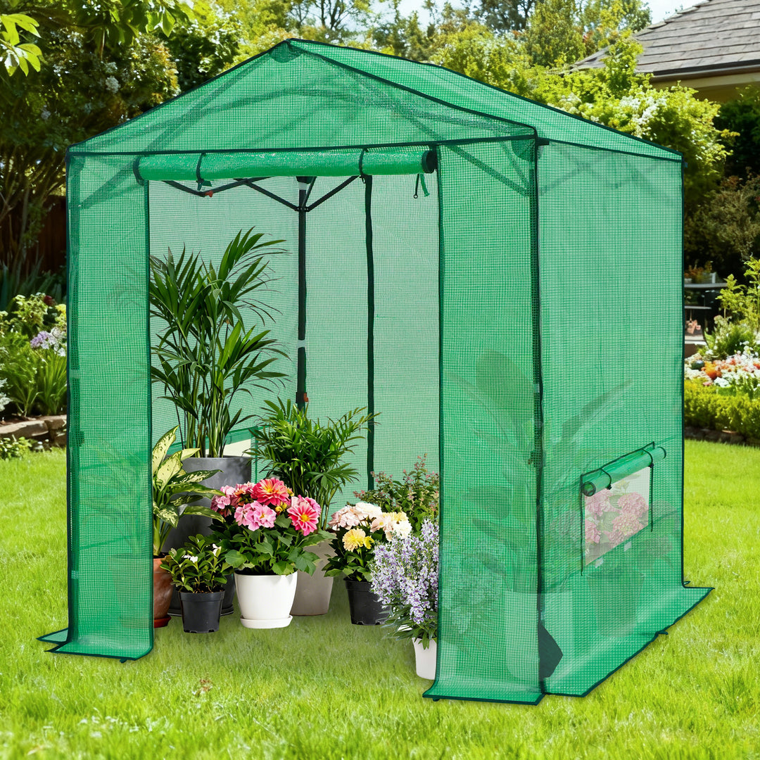 6x6/ 8x8 /10x10 FT Portable Walk-in Greenhouse with Power Access Ports