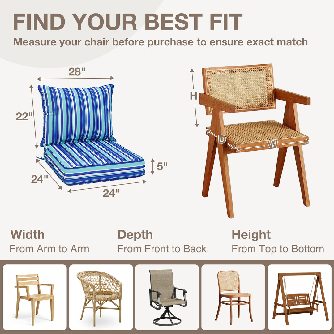 COOS BAY Deep Seat Patio Chair Cushions, 1 Pack