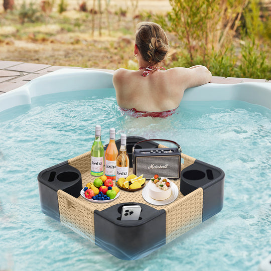 COOS BAY 24''x24'' Square Floating Drink Holder for Pool and Hot Hub