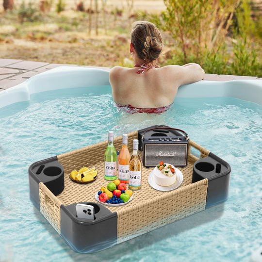 COOS BAY 35"x24" Rectangular Floating Drink Holder for Pool and Hot Hub