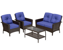 Load image into Gallery viewer, COOS BAY Patio Furniture Set, 4 Pieces Outdoor Rattan Sofa Set with Coffee Table