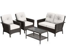 Load image into Gallery viewer, COOS BAY Patio Furniture Set, 4 Pieces Outdoor Rattan Sofa Set with Coffee Table