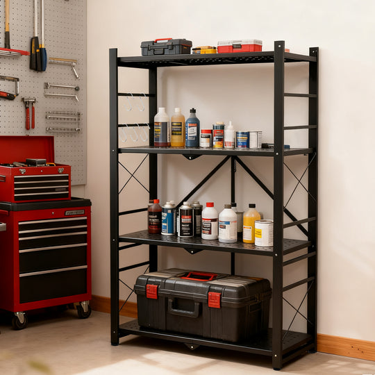 4 Tier Foldable Greenhouse Shelf, 1/2 Pack, Black