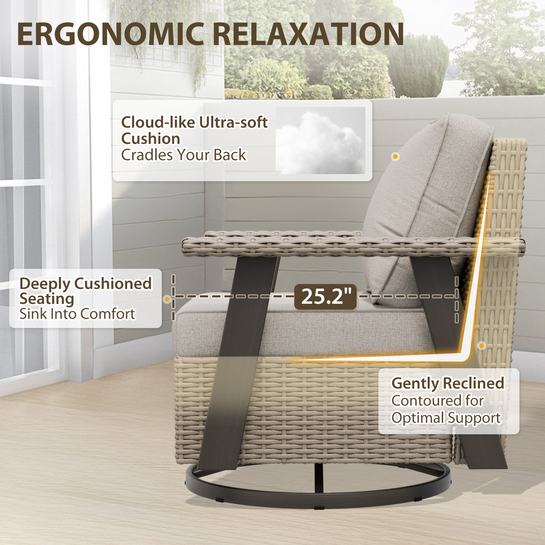 Rustic Hideaway Outdoor Swivel Rocker Patio Chair Set of 2, Beige/Beige, Tan, Dark Blue, Black, Red