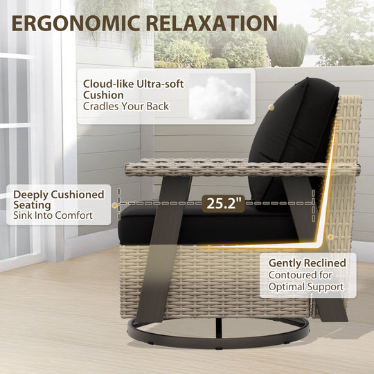 Rustic Hideaway Outdoor Swivel Rocker Patio Chair Set of 2, Beige/Beige, Tan, Dark Blue, Black, Red