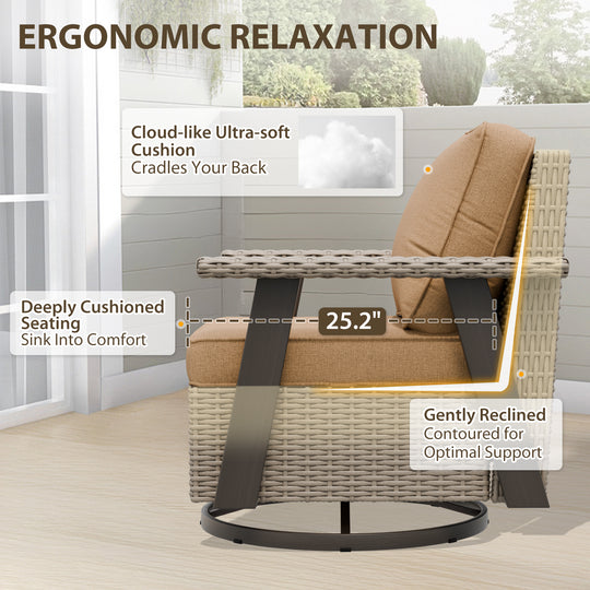 Rustic Hideaway Outdoor Swivel Rocker Patio Chair Set of 2, Beige/Beige, Tan, Dark Blue, Black, Red