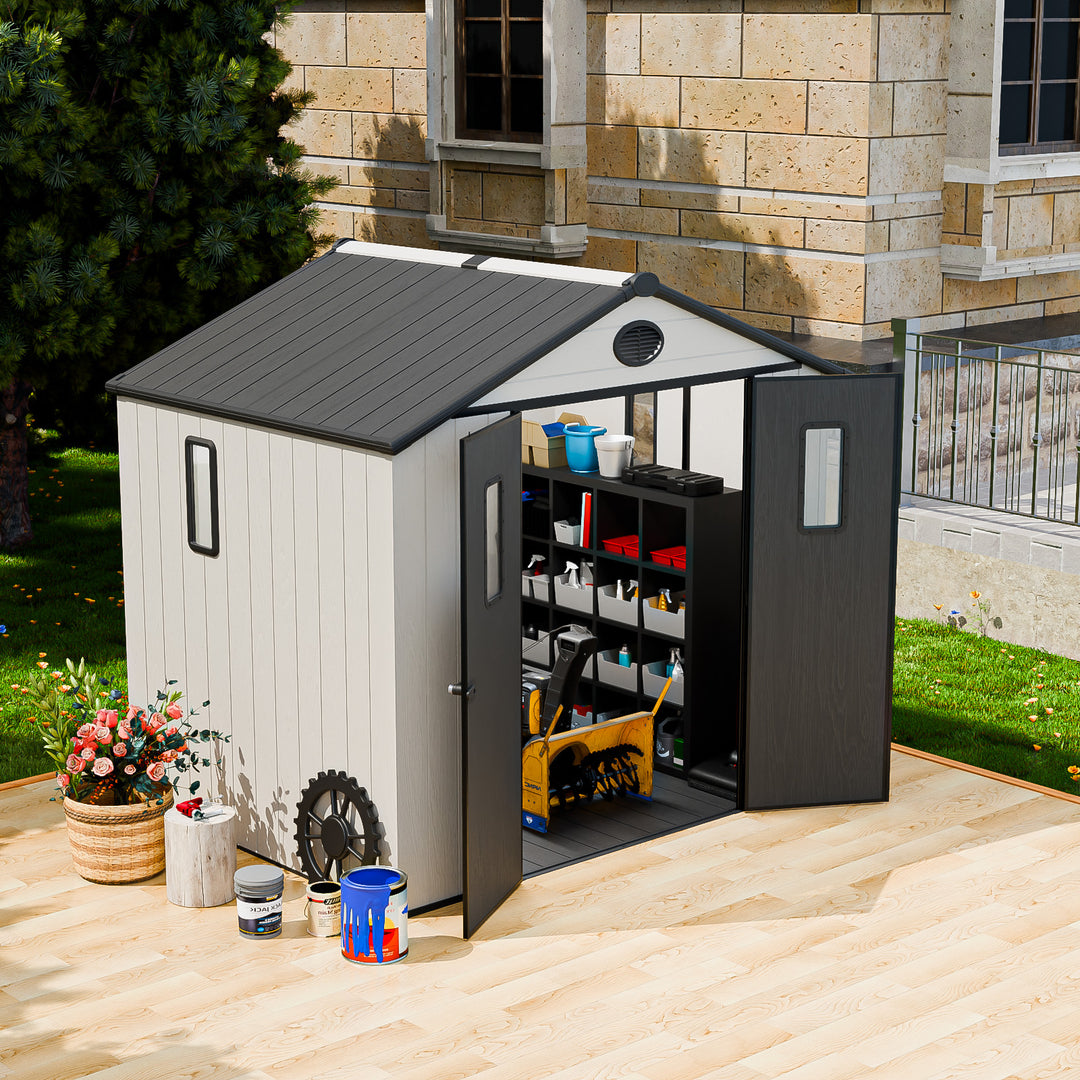 COOS BAY 8x6/8x8 Resin Outdoor Storage Shed, Garden Shed with Lockable Double Doors