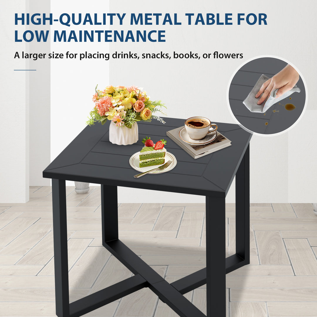 COOS BAY Iron Luxe Outdoor Coffee Table/ Side Table, Black