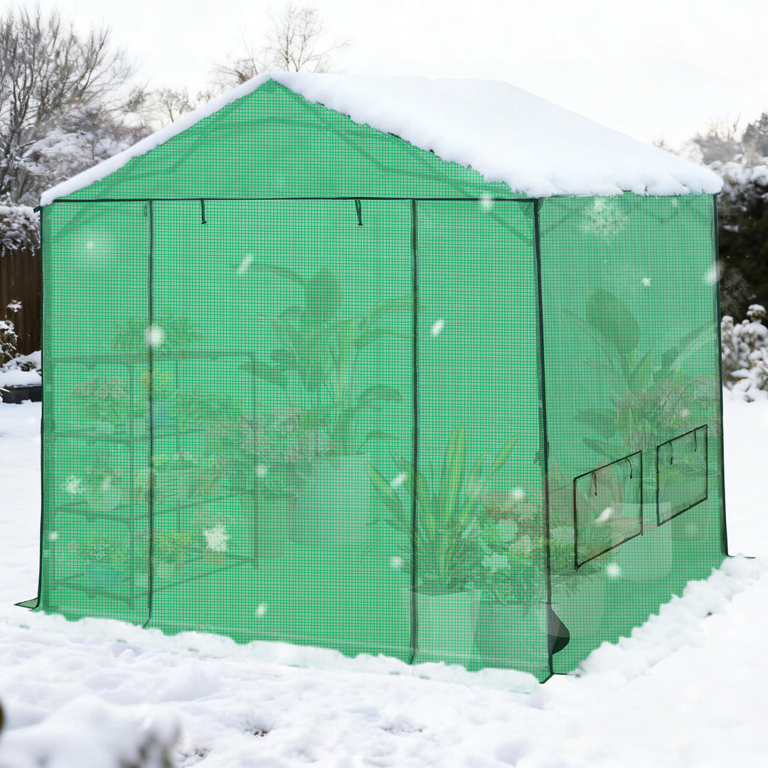 6x6/ 8x8 /10x10 FT Portable Walk-in Greenhouse with Power Access Ports