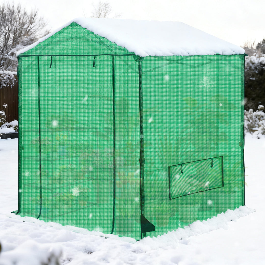 6x6/ 8x8 /10x10 FT Portable Walk-in Greenhouse with Power Access Ports