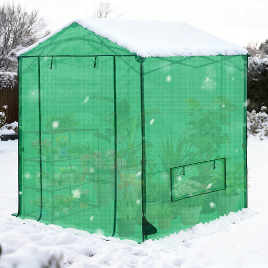 6x6/ 8x8 /10x10 FT Portable Walk-in Greenhouse with Power Access Ports