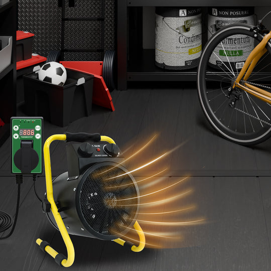 COOS BAY 1500W Radiant Spot Heater with Thermostat, 1/2 Pack, Black