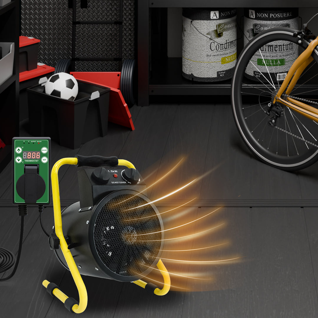 COOS BAY 1500W Radiant Spot Heater with Thermostat, 1/2 Pack, Black