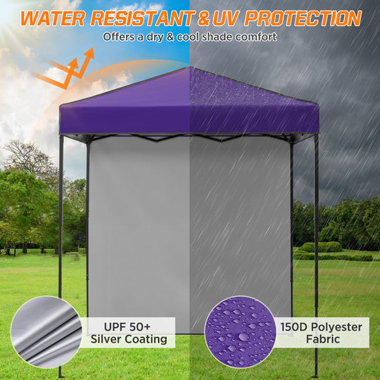 COOS BAY Pop Up Canopy Tent 6x4 with One Removable Sun Wall