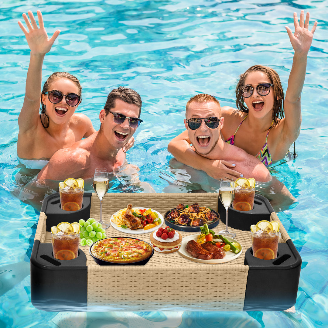COOS BAY 35"x24" Rectangular Floating Drink Holder for Pool and Hot Hub