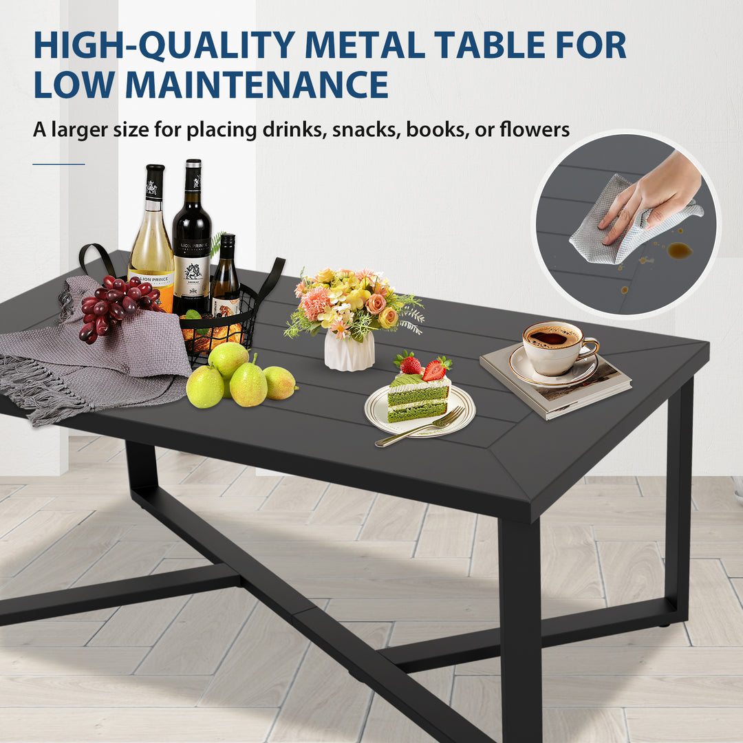 COOS BAY Iron Luxe Outdoor Coffee Table/ Side Table, Black