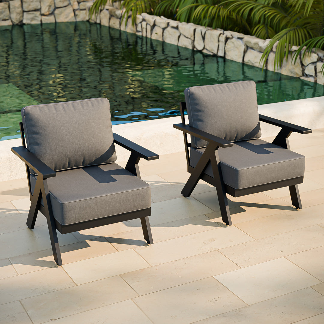 COOS BAY Iron Luxe Modern Outdoor Patio Chairs Set of 2/4