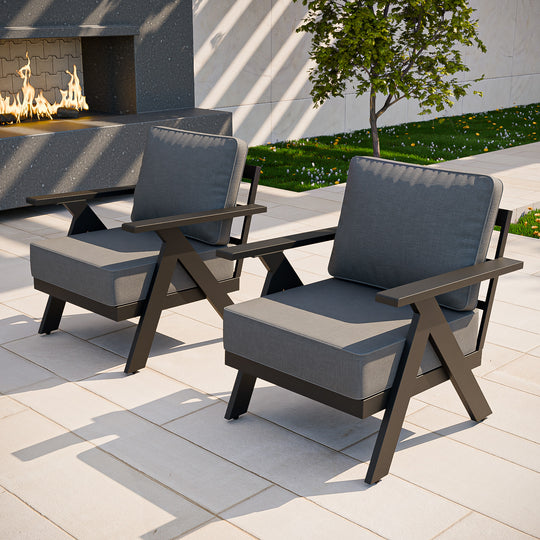 COOS BAY Iron Luxe Modern Outdoor Patio Chairs Set of 2/4