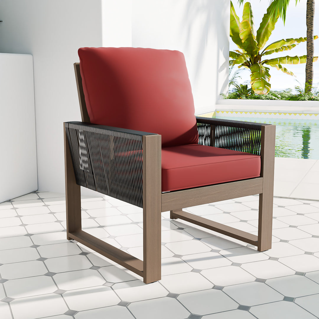 COOS BAY Natural Cedar Wood Patio Chair with Cushions