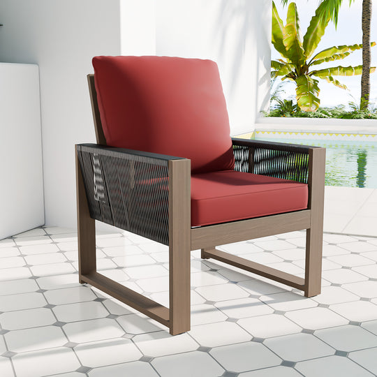 COOS BAY Natural Cedar Wood Patio Chair with Cushions