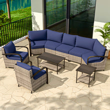 Load image into Gallery viewer, 7 Pcs Furniture Set with Patio Chairs, Curved Sectional Sofas, Coffee Table and Side Table