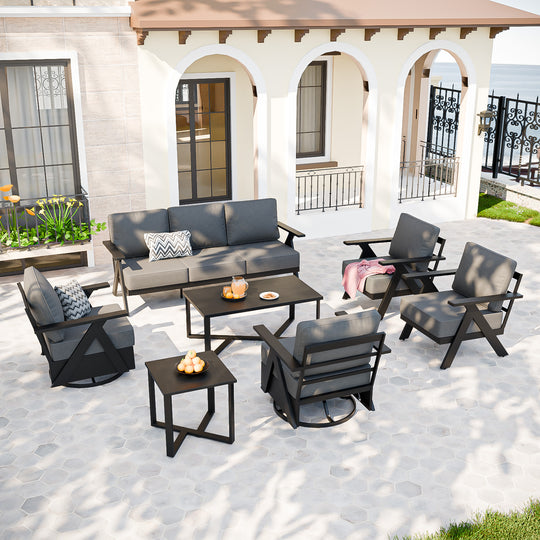 COOS BAY Iron Luxe Modern Outdoor 7 Piece Patio Furniture Set