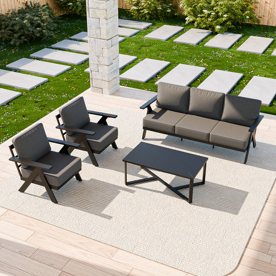 COOS BAY Iron Luxe Modern Outdoor 4 Piece Patio Furniture Set