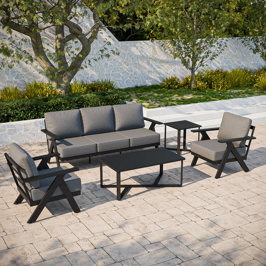 COOS BAY Iron Luxe Modern Outdoor 5 Piece Patio Furniture Set