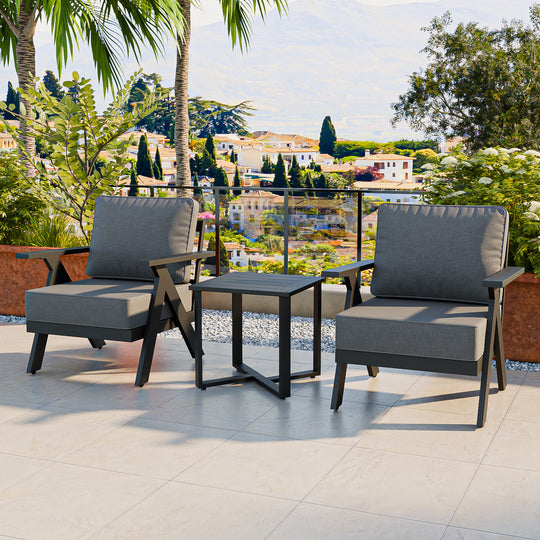 COOS BAY Iron Luxe Modern 3 Piece Outdoor Bistro Set