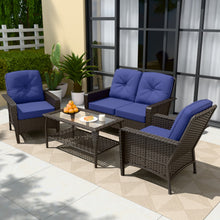 Load image into Gallery viewer, COOS BAY Patio Furniture Set, 4 Pieces Outdoor Rattan Sofa Set with Coffee Table