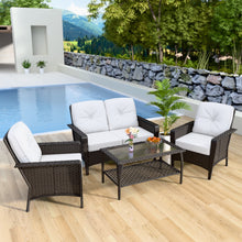 Load image into Gallery viewer, COOS BAY Patio Furniture Set, 4 Pieces Outdoor Rattan Sofa Set with Coffee Table