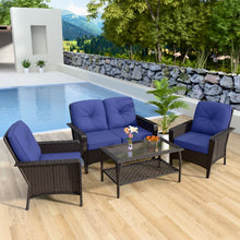 Load image into Gallery viewer, COOS BAY Patio Furniture Set, 4 Pieces Outdoor Rattan Sofa Set with Coffee Table