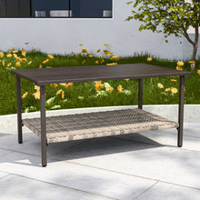 Load image into Gallery viewer, Palm Breeze Outdoor Rattan Patio Coffee Table with Lower Storage