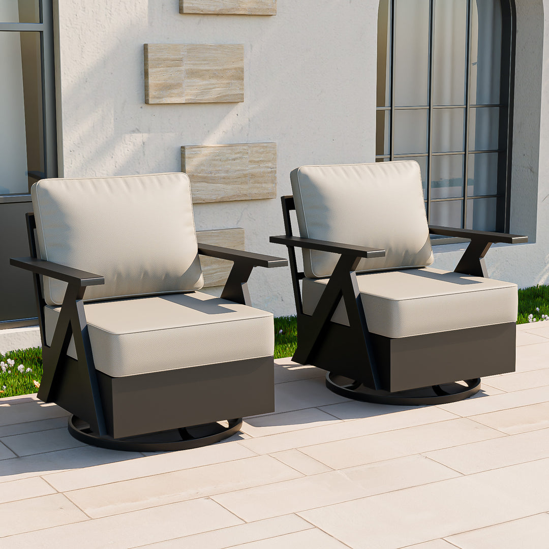 COOS BAY Iron Luxe Modern Outdoor Swivel Rocking Chairs Set of 2/4