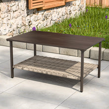 Load image into Gallery viewer, Palm Breeze Outdoor Rattan Patio Coffee Table with Lower Storage