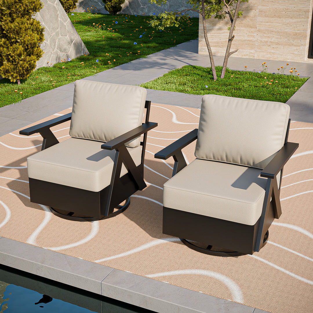 COOS BAY Iron Luxe Modern Outdoor Swivel Rocking Chairs Set of 2/4