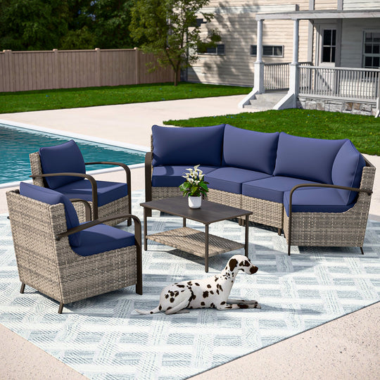 COOS BAY Aurora Terrace Outdoor Furniture Set w/Patio Chairs, Seats 6