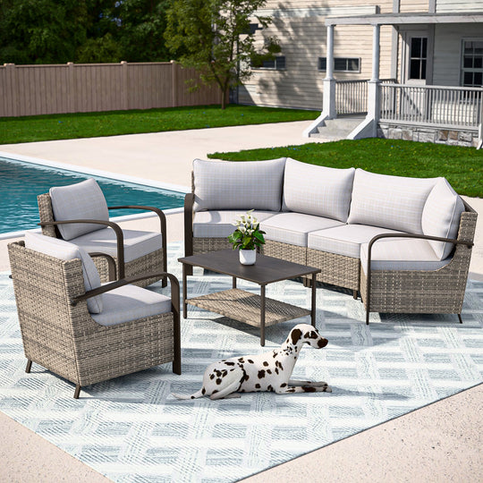COOS BAY Aurora Terrace Outdoor Furniture Set w/Patio Chairs, Seats 6