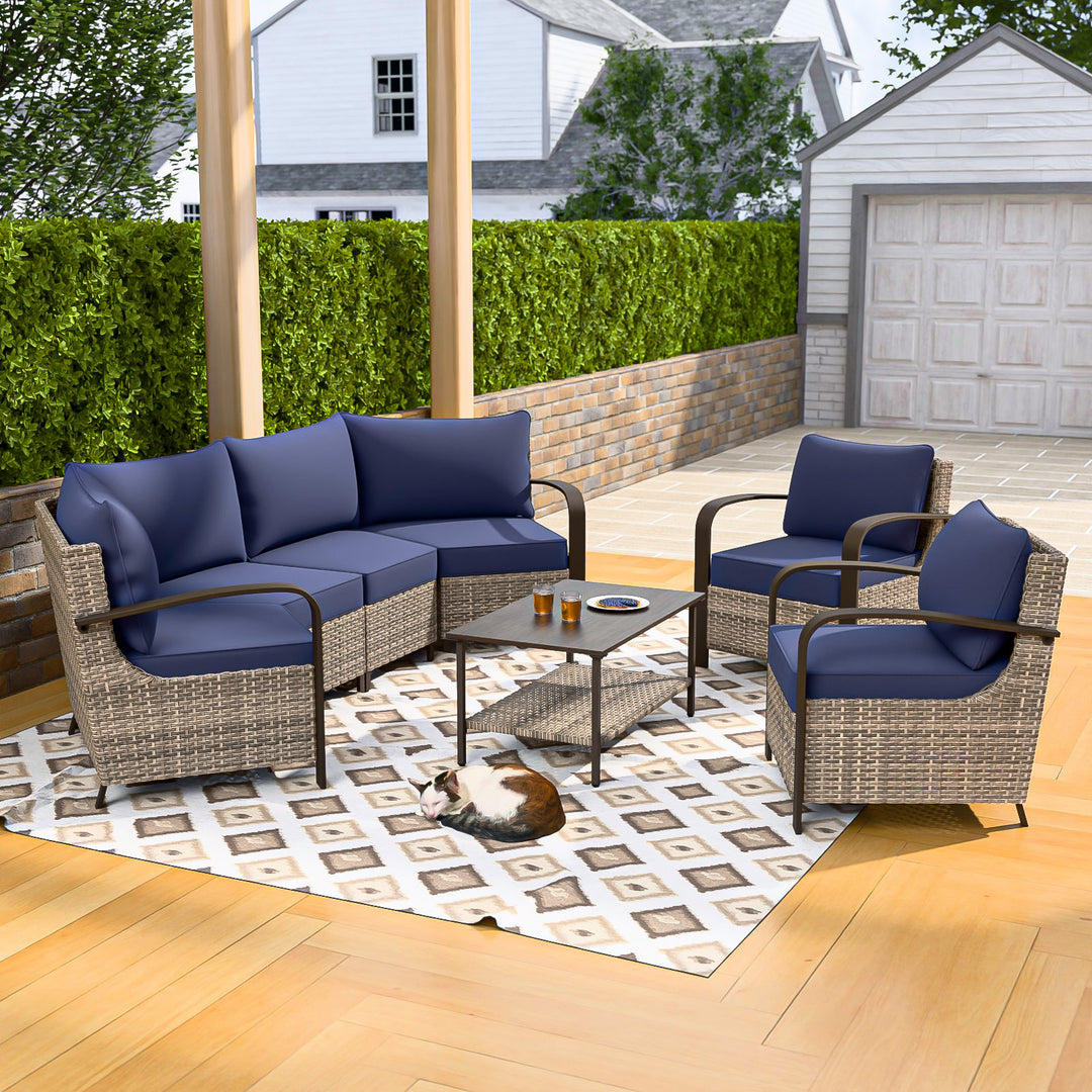 COOS BAY Aurora Terrace Outdoor Furniture Set w/Patio Chairs, Seats 6