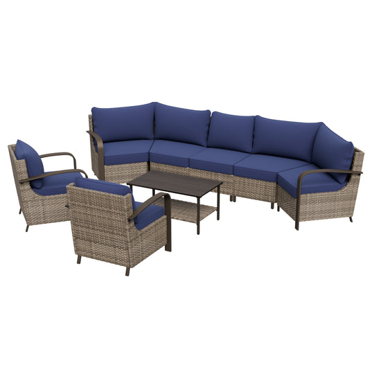 COOS BAY Aurora Terrace Outdoor Furniture Set w/Patio Chairs, Seats 7