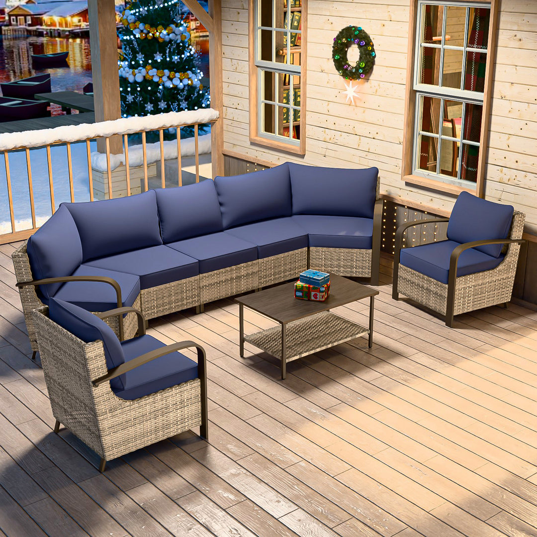 COOS BAY Aurora Terrace Outdoor Furniture Set w/Patio Chairs, Seats 7