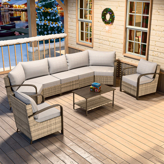 COOS BAY Aurora Terrace Outdoor Furniture Set w/Patio Chairs, Seats 7